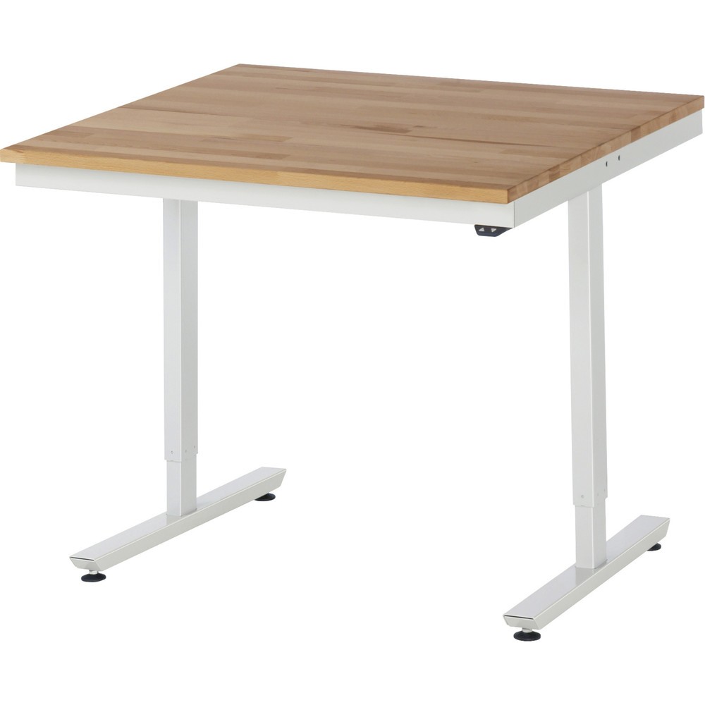 Product afbeelding: Elektrisch in hoogte verstelbare werktafel RAU serie adlatus 300, hxbxd 720-1.120 x 1.000 x 1.000 mm, massief beuken werkblad