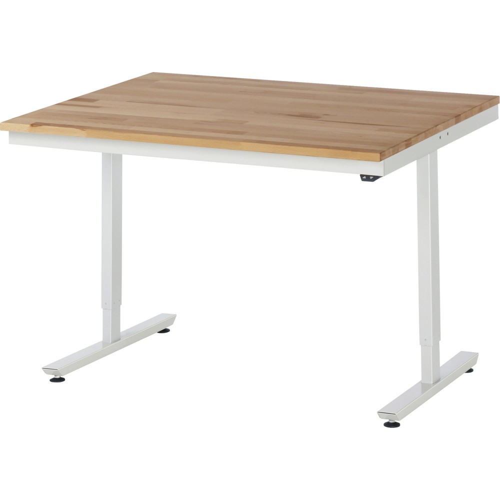 Product afbeelding: Elektrisch in hoogte verstelbare werktafel RAU serie adlatus 300, hxbxd 720-1.120 x 1.250 x 1.000 mm, massief beuken werkblad