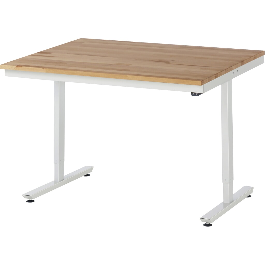 Product afbeelding: Elektrisch in hoogte verstelbare werktafel RAU serie adlatus 300, hxbxd 720-1.120 x 1.250 x 1.000 mm, massief beuken werkblad