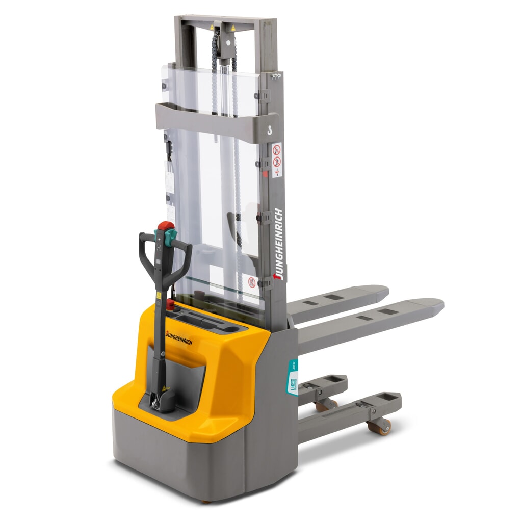 Elektrische stapelaar Jungheinrich AMC 12z ZT, tweevoudige telescoop hefmast, hefhoogte 2.900 mm, draagvermogen 1.200 kg Product afbeelding: Elektrische stapelaar Jungheinrich AMC 12z ZT, tweevoudige telescoop hefmast, hefhoogte 2.900 mm, draagvermogen 1.200 kg