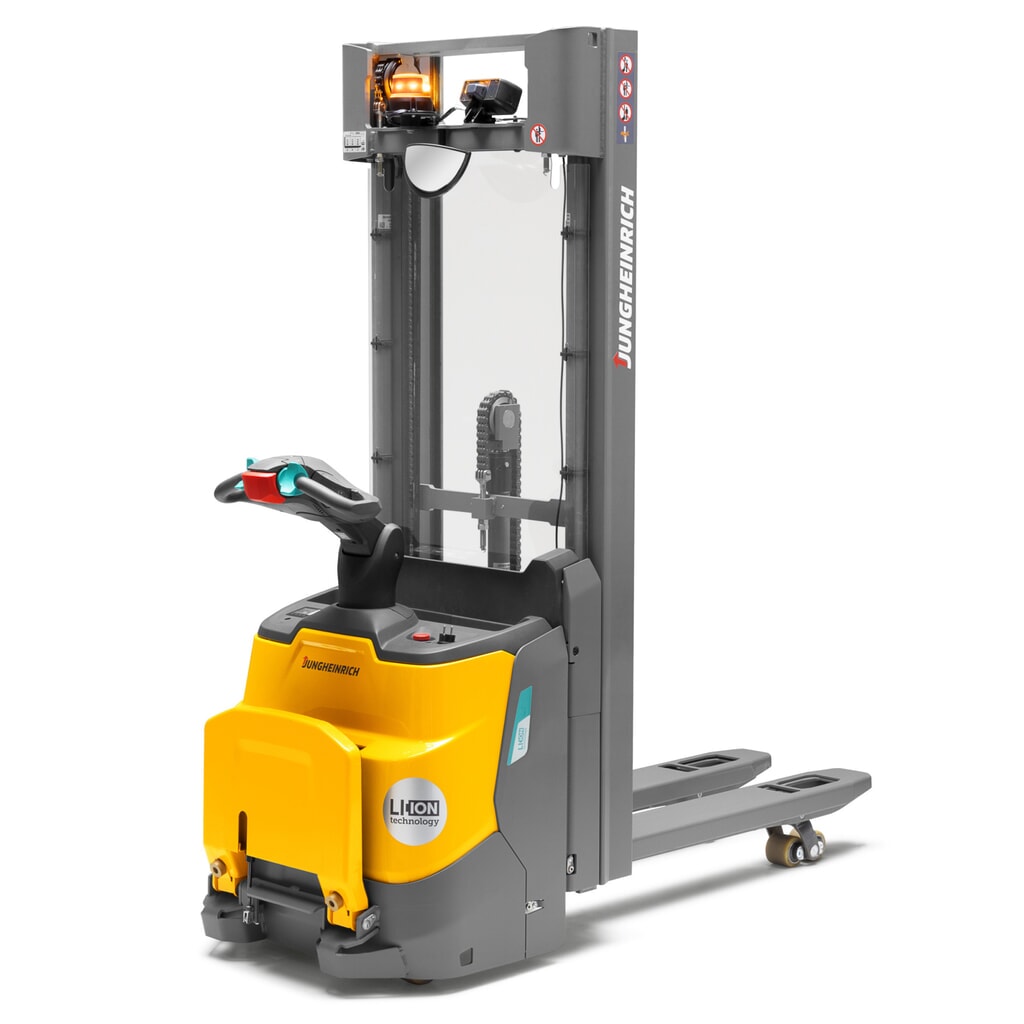 Jungheinrich elektrische stapelaar ERC 112zi ZZ met staplatform, tweevoudige telescoop hefmast, hefhoogte 2.300 mm, draagvermogen 1.200 kg, proportionele hydraulica Productafbeelding nr. 1: Jungheinrich elektrische stapelaar ERC 112zi ZZ met staplatform, tweevoudige telescoop hefmast, hefhoogte 2.300 mm, draagvermogen 1.200 kg, proportionele hydraulica