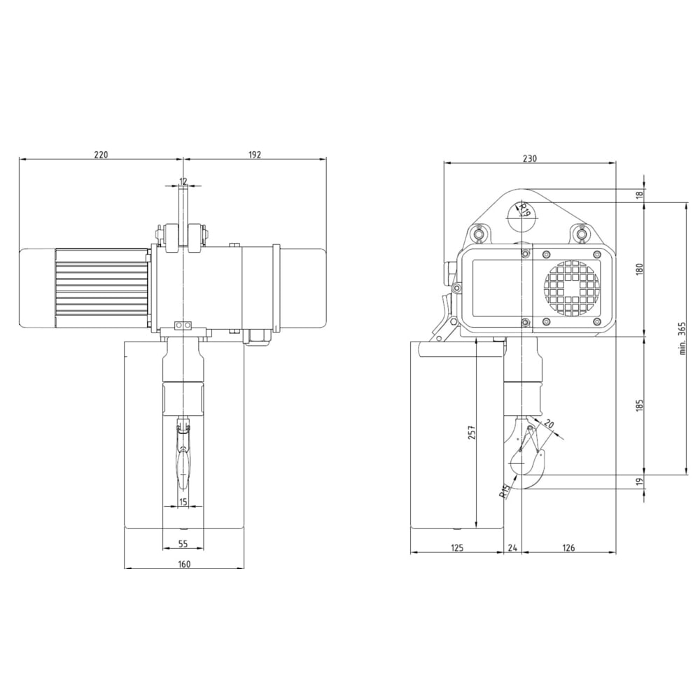 Productafbeelding nr. 6: Elektrische takel LIFTKET, S-Line met ophangsysteem met 1 gat, draagvermogen 125 kg, 8/2 m/min