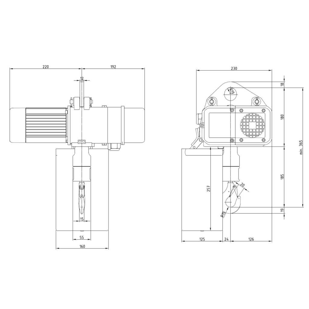Elektrische takel LIFTKET, S-Line met ophangsysteem met 1 gat, draagvermogen 250 kg, 8/2 m/min Productafbeelding nr. 6: Elektrische takel LIFTKET, S-Line met ophangsysteem met 1 gat, draagvermogen 250 kg, 8/2 m/min