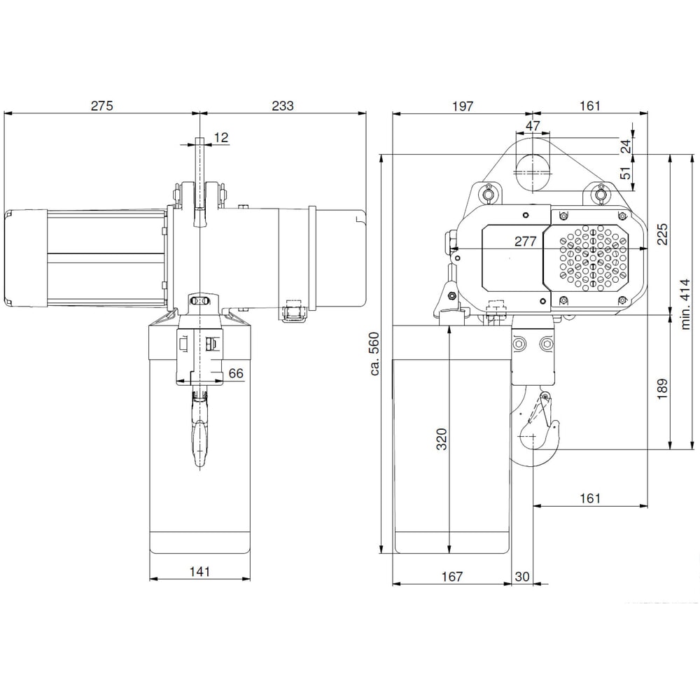 Productafbeelding nr. 6: Elektrische takel LIFTKET, S-Line met ophangsysteem met 1 gat, draagvermogen 1.000 kg, 6/1,5 m/min