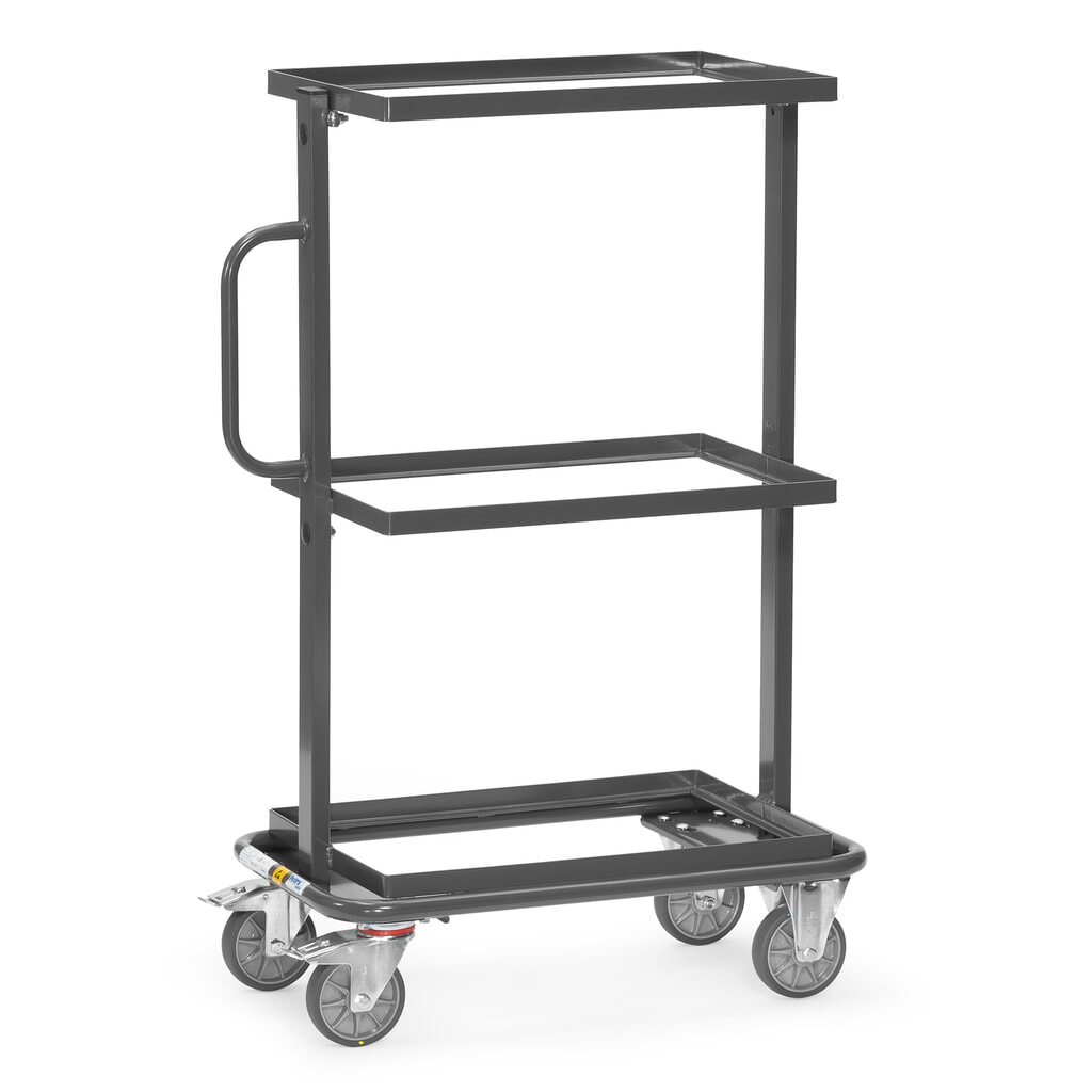 ESD-bijzetwagen fetra®, draagvermogen 200 kg, 3 laadvlakken van 405 x 605 mm, zonder bodem Product afbeelding: ESD-bijzetwagen fetra®, draagvermogen 200 kg, 3 laadvlakken van 405 x 605 mm, zonder bodem