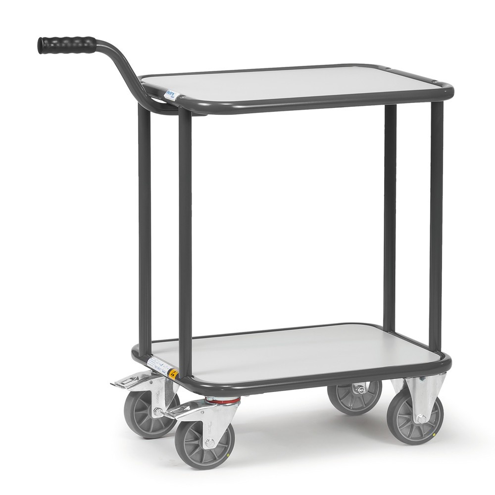 Product afbeelding: ESD-etagehandwagen fetra®, met houten legborden, 2 laadvlakken van 450 x 600 mm