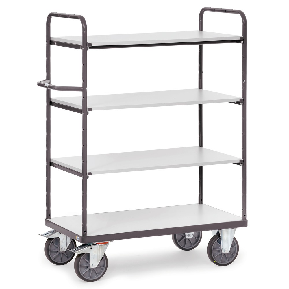 Product afbeelding: ESD-etagewagen fetra®, met houten legborden, 4 laadvlakken van 500 x 850 mm, hoogte 1.511 mm