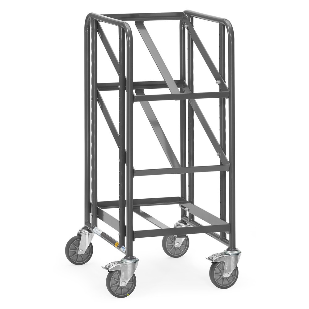 Product afbeelding: ESD-etagewagen fetra® voor eurobakken, draagvermogen 250 kg, 3 laadvlakken van 410 x 610 mm, zonder legborden