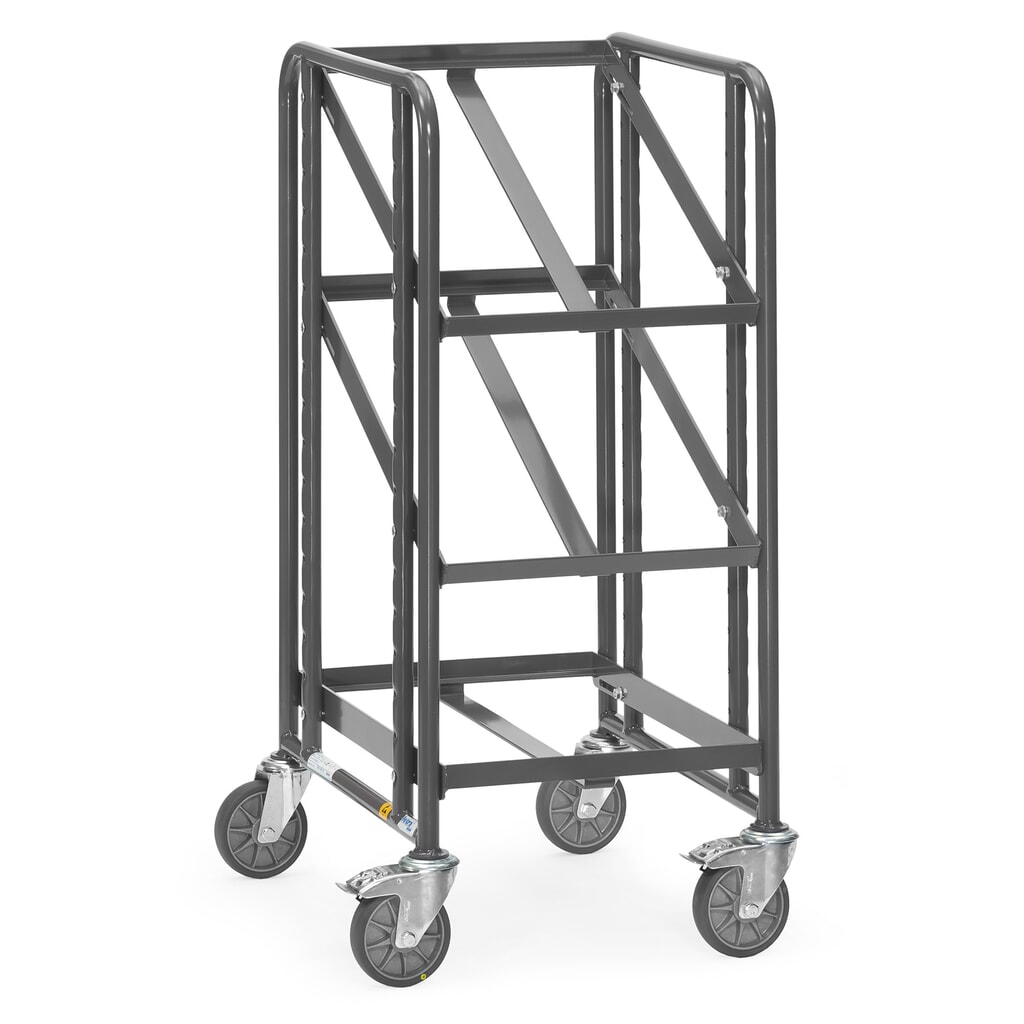 ESD-etagewagen fetra® voor eurobakken, draagvermogen 250 kg, 3 laadvlakken van 410 x 610 mm, zonder legborden Productafbeelding nr. 1: ESD-etagewagen fetra® voor eurobakken, draagvermogen 250 kg, 3 laadvlakken van 410 x 610 mm, zonder legborden