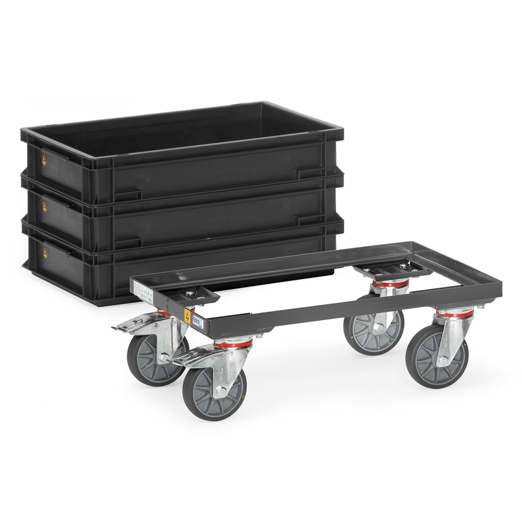 ESD-onderstel fetra® voor eurobakken, draagvermogen 250 kg, laadvlak 405 x 605 mm, zonder bodem Productafbeelding nr. 3: ESD-onderstel fetra® voor eurobakken, draagvermogen 250 kg, laadvlak 405 x 605 mm, zonder bodem