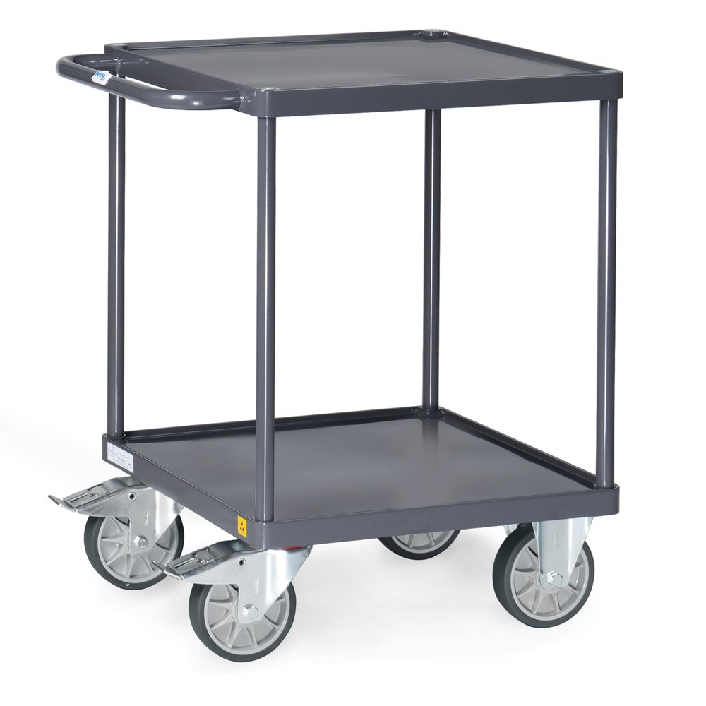 Product afbeelding: ESD tafel- en montagewagen fetra® met lekbakken van plaatstaal van 600 x 600 mm