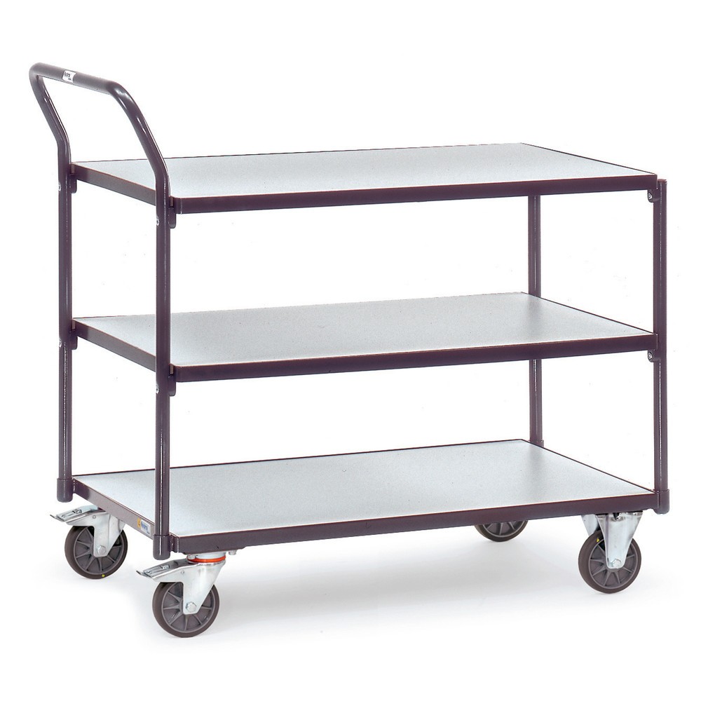 Product afbeelding: ESD-tafelwagen fetra®, draagvermogen 300 kg, 3 laadvlakken van 600 x 1.000 mm