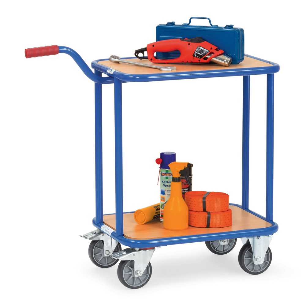 Productafbeelding nr. 2: Etagehandwagen fetra®, met houten legborden, 2 etages van 600 x 450 mm