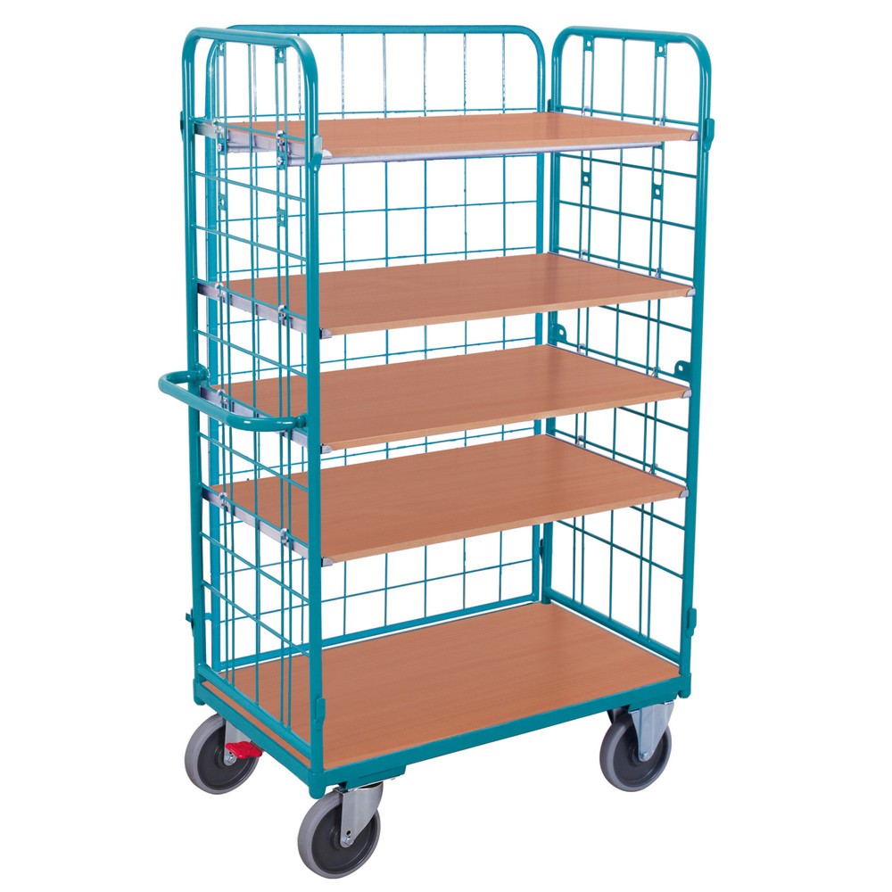 Productafbeelding nr. 1: Etagewagen Ameise®, met draadrooster, aan 3 zijden gesloten, 5 etages van 1.000 x 700 mm