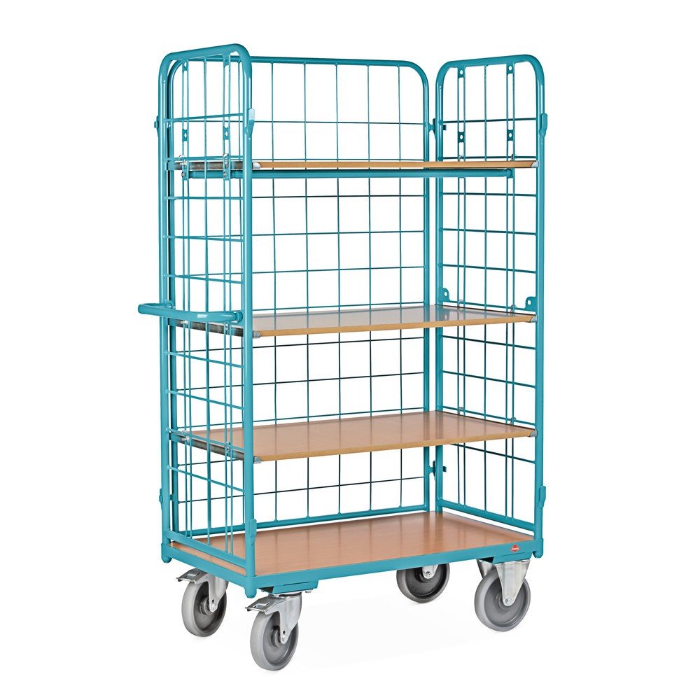 Productafbeelding nr. 3: Etagewagen Ameise®, met draadrooster, aan 3 zijden gesloten, 4 etages van 1.000 x 600 mm