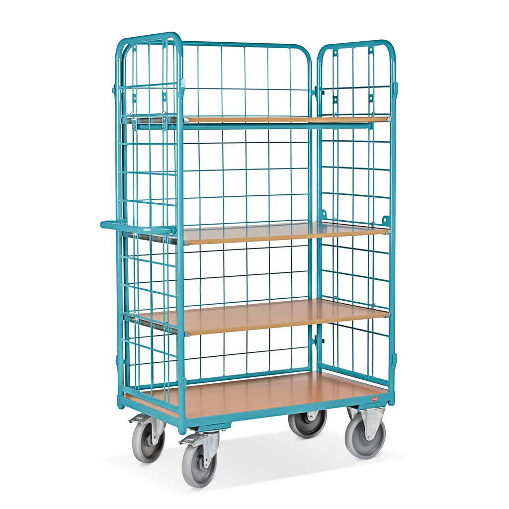 Etagewagen Ameise®, met draadrooster, aan 3 zijden gesloten, 4 etages van 1.000 x 600 mm Productafbeelding nr. 4: Etagewagen Ameise®, met draadrooster, aan 3 zijden gesloten, 4 etages van 1.000 x 600 mm