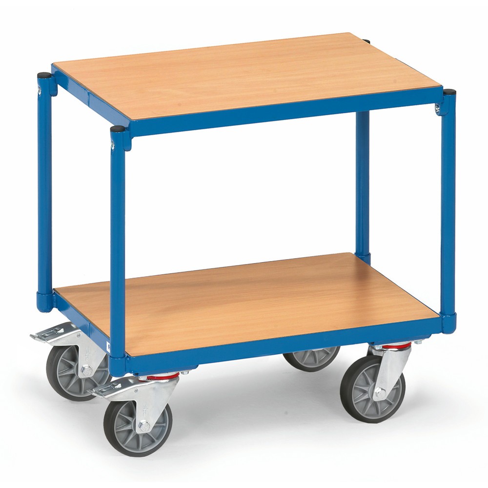 Product afbeelding: Etagewagen fetra®, 2 houten legborden van 605 x 405 mm, zonder rand, zonder greep