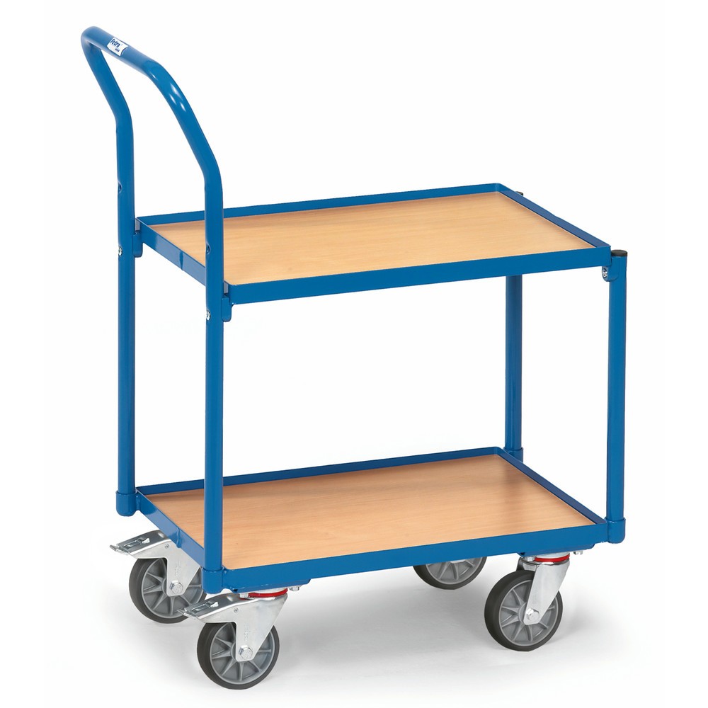 Product afbeelding: Etagewagen fetra®, 2 houten legborden van 605 x 405 mm, met rand, met greep