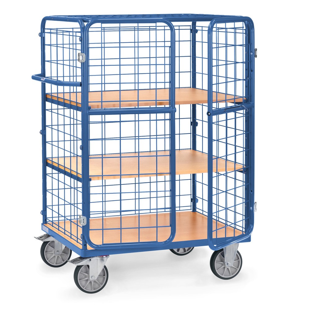 Product afbeelding: Etagewagen fetra® met draaideuren, draagvermogen 600 kg, 3 etages van 1.000 x 600 mm