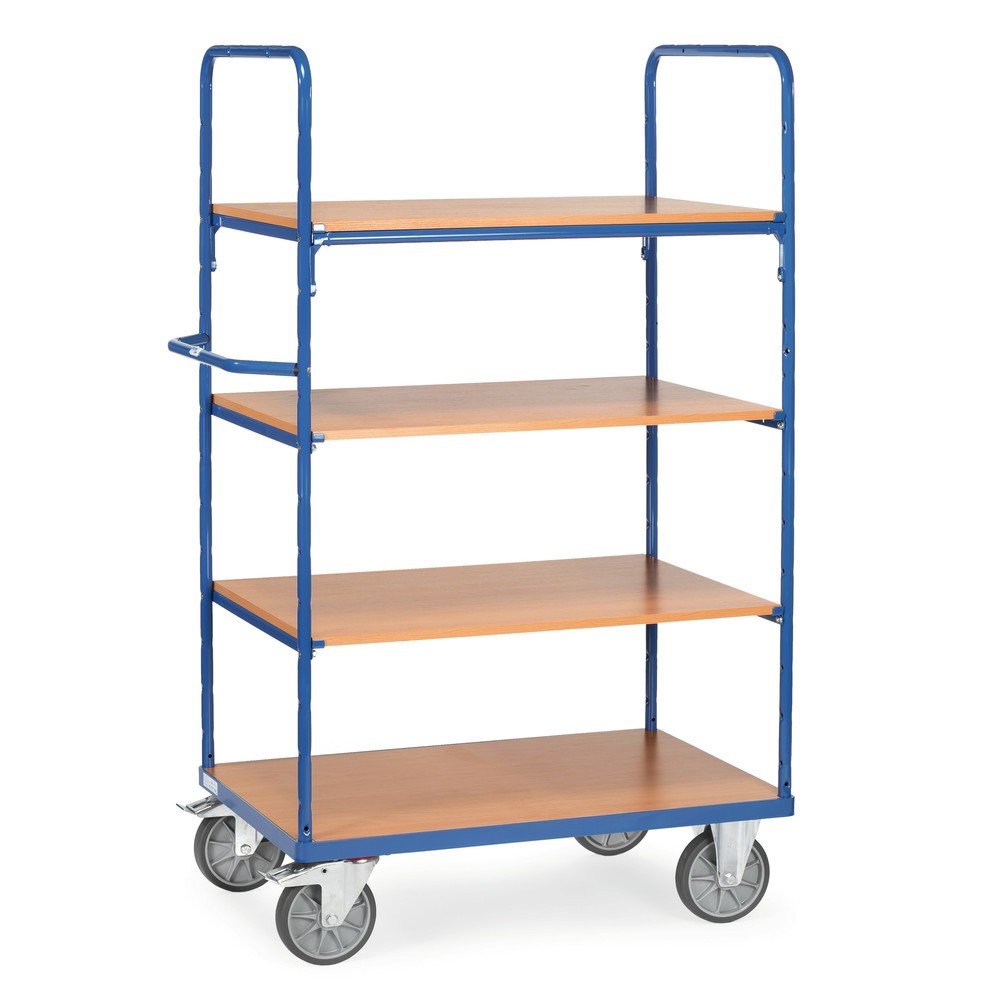 Product afbeelding: Etagewagen fetra® met houten legborden, 4 etages van 1.000 x 700 mm, hoogte 1.800 mm