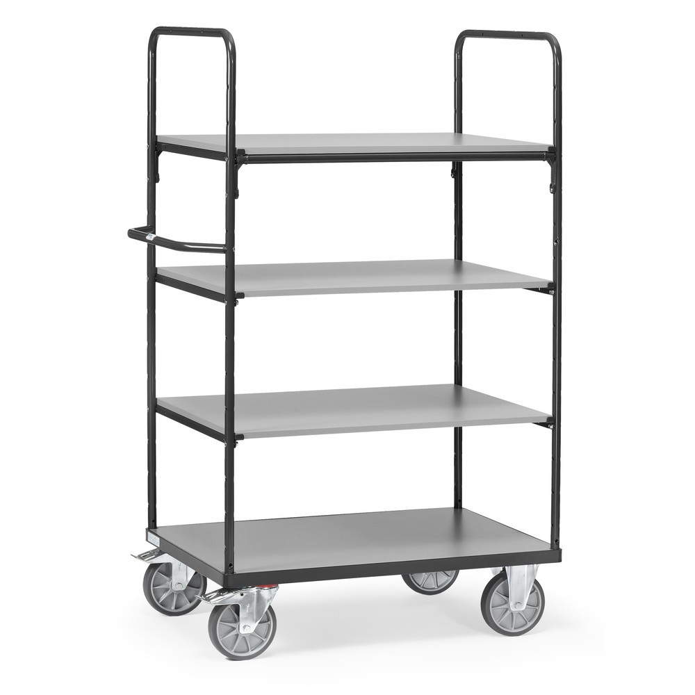 Productafbeelding nr. 1: Etagewagen fetra® met houten legborden, 4 etages van 1.200 x 800 mm, hoogte 1.800 mm, antracietgrijs