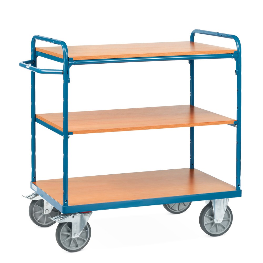 Product afbeelding: Etagewagen fetra® met houten legborden, 3 etages van 1.200 x 800 mm, hoogte 1.152 mm