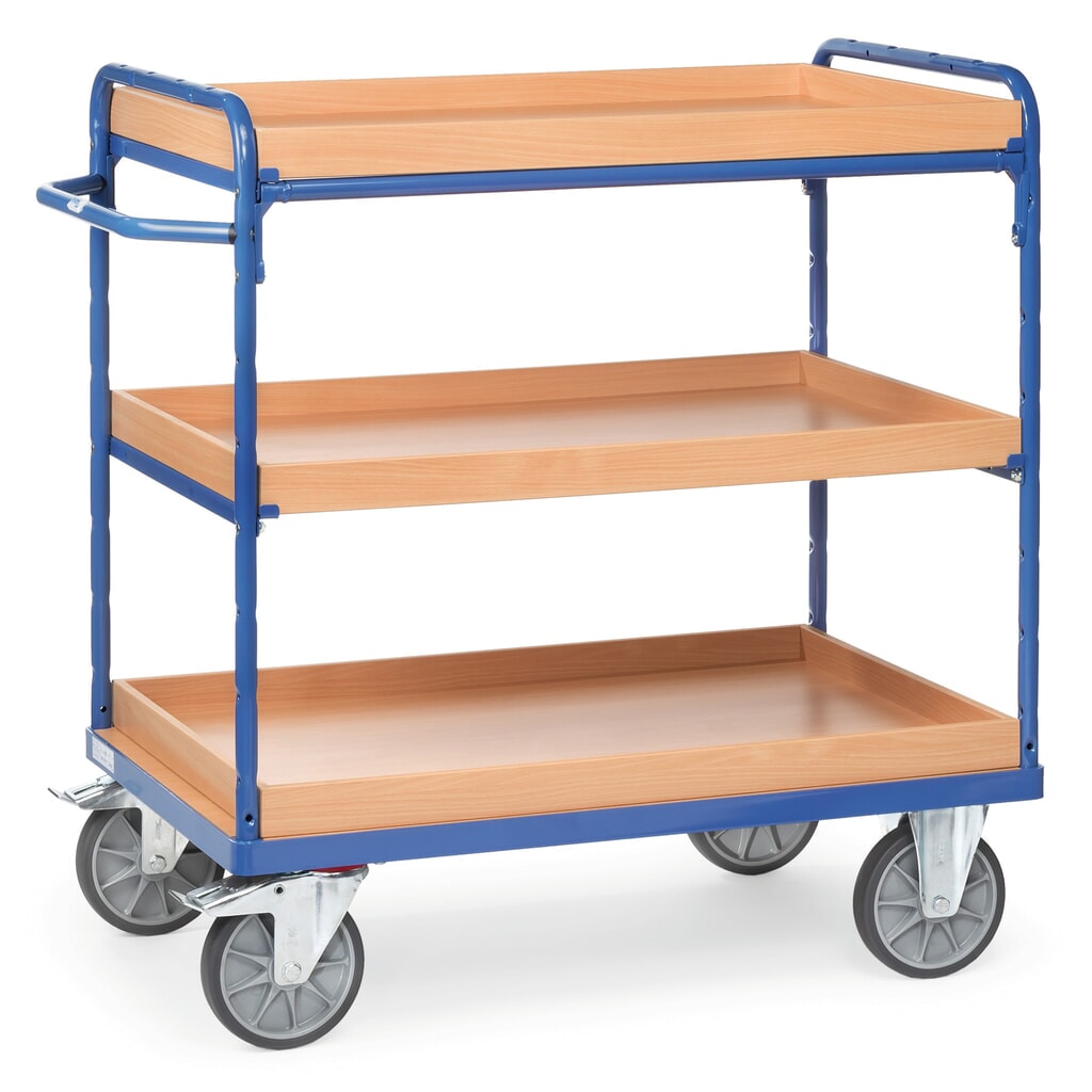 Productafbeelding nr. 1: Etagewagen fetra® met legborden met opstaande rand, 3 etages van 850 x 500 mm, hoogte 1.111 mm