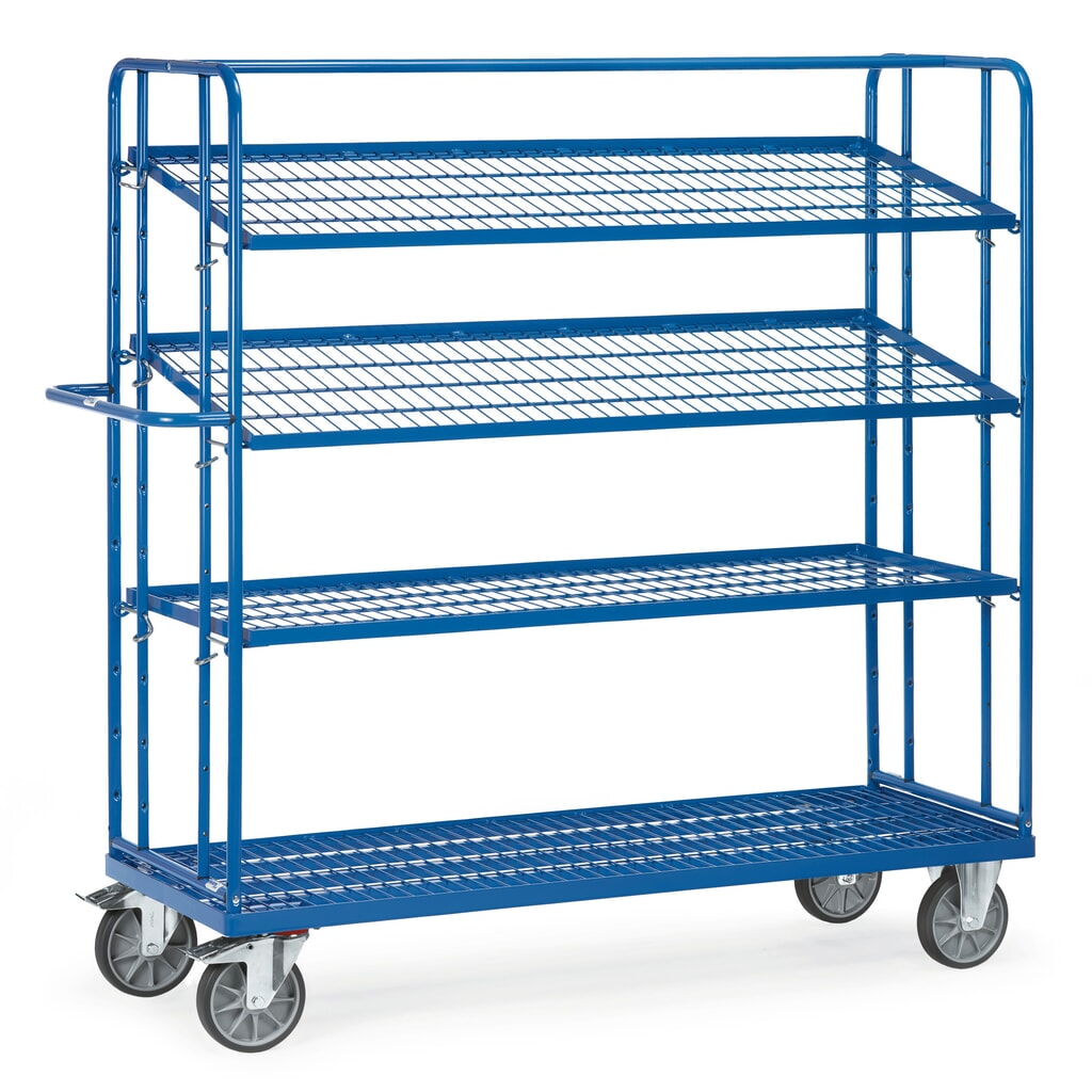 Etagewagen fetra® voor eurobakken, draagvermogen 500 kg, met gaaslegborden van 1.250 x 610 mm Productafbeelding nr. 1: Etagewagen fetra® voor eurobakken, draagvermogen 500 kg, met gaaslegborden van 1.250 x 610 mm