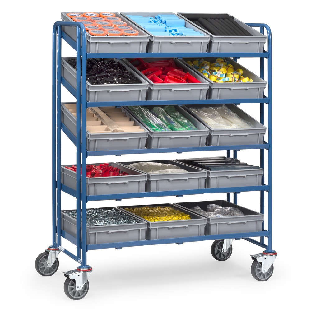 Productafbeelding nr. 2: Etagewagen fetra® voor eurobakken, met magazijnbakken, draagvermogen 300 kg, 5 etages van 1.240 x 610 mm