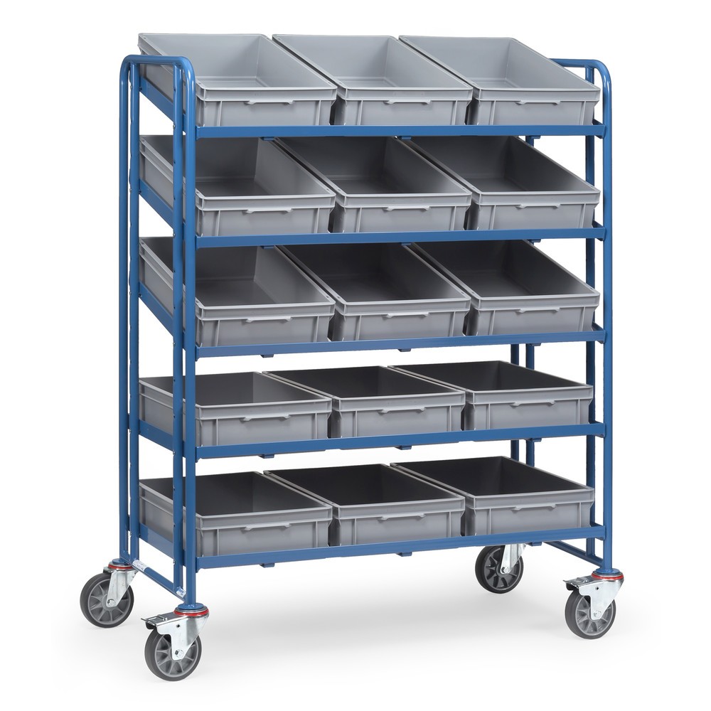 Product afbeelding: Etagewagen fetra® voor eurobakken, met magazijnbakken, draagvermogen 300 kg, 5 etages van 1.240 x 610 mm