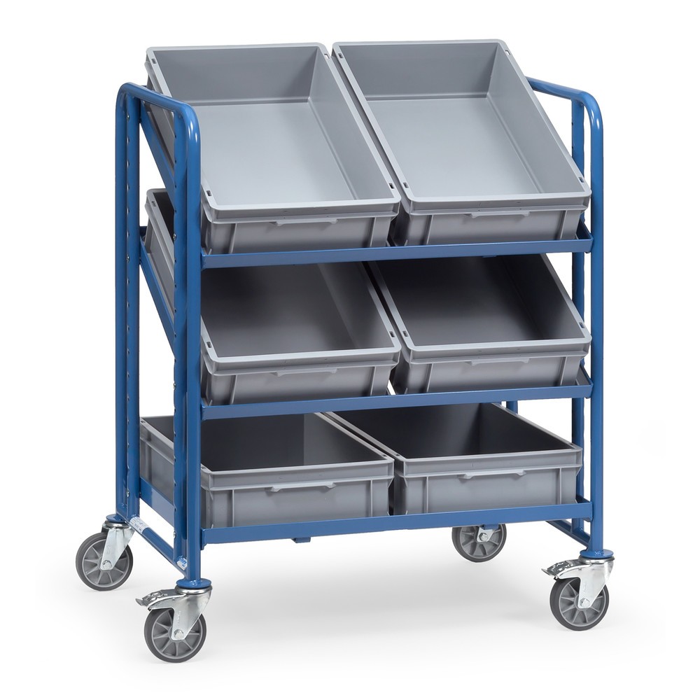Product afbeelding: Etagewagen fetra® voor eurobakken, met magazijnbakken, draagvermogen 250 kg, 3 etages van 820 x 610 mm
