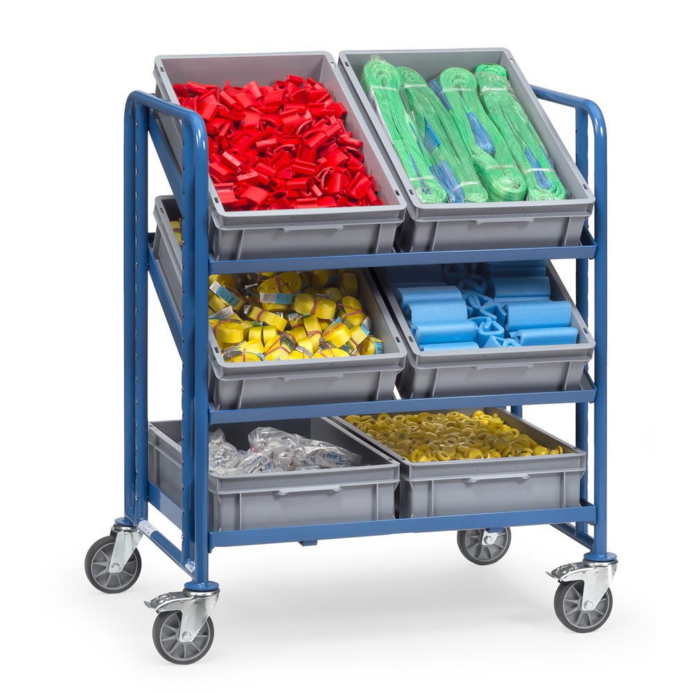 Productafbeelding nr. 2: Etagewagen fetra® voor eurobakken, met magazijnbakken, draagvermogen 250 kg, 3 etages van 820 x 610 mm