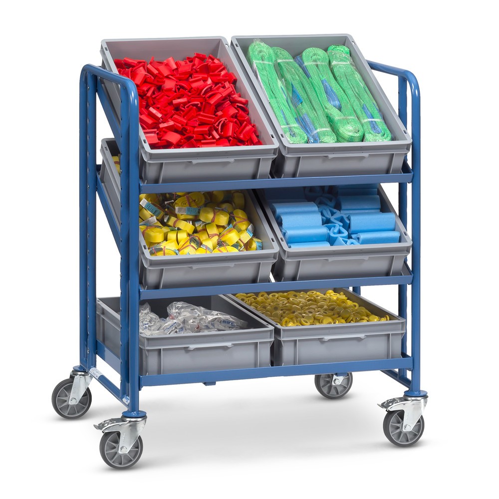 Productafbeelding nr. 3: Etagewagen fetra® voor eurobakken, met magazijnbakken, draagvermogen 250 kg, 3 etages van 820 x 610 mm