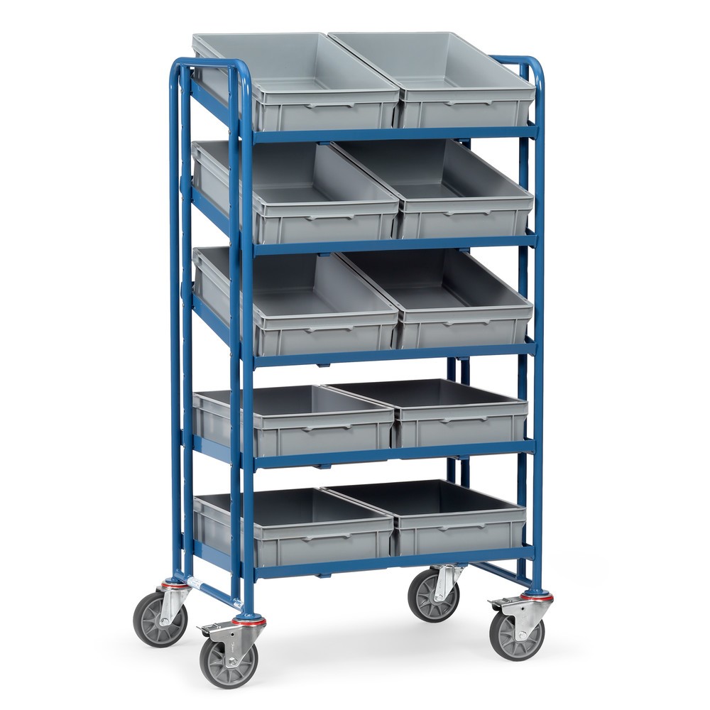 Product afbeelding: Etagewagen fetra® voor eurobakken, met magazijnbakken, draagvermogen 300 kg, 5 etages van 820 x 610 mm
