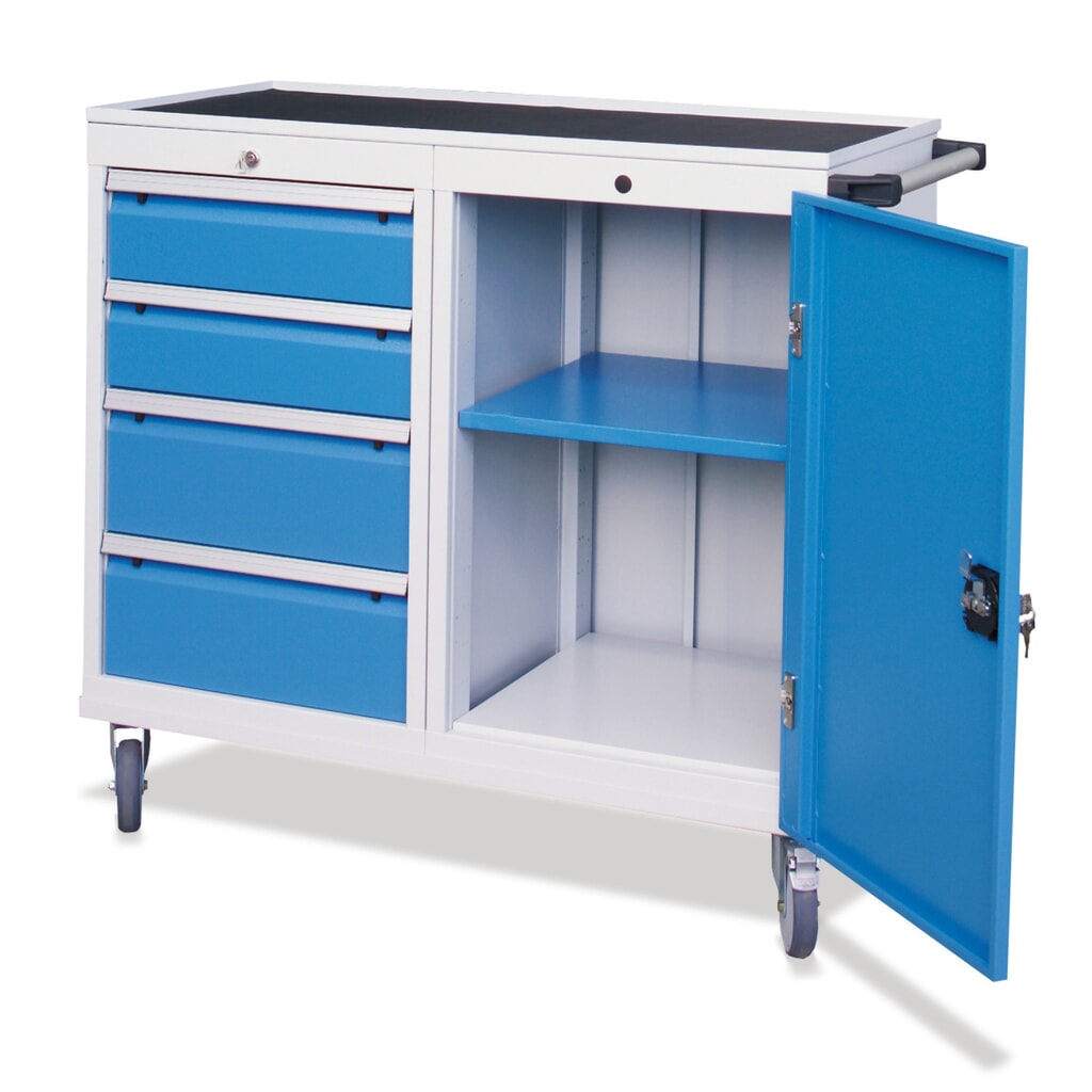 Kastwagen, kast, 4 lades, cap. 500 kg Product afbeelding: Kastwagen, kast, 4 lades, cap. 500 kg