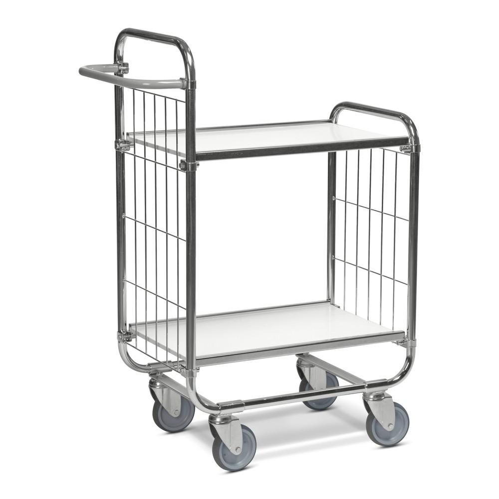 Product afbeelding: Etagewagen, verzinkt, 2 gaaswanden, hoge voorzijde, 2 gelamineerde legborden van 1.200 x 425 mm