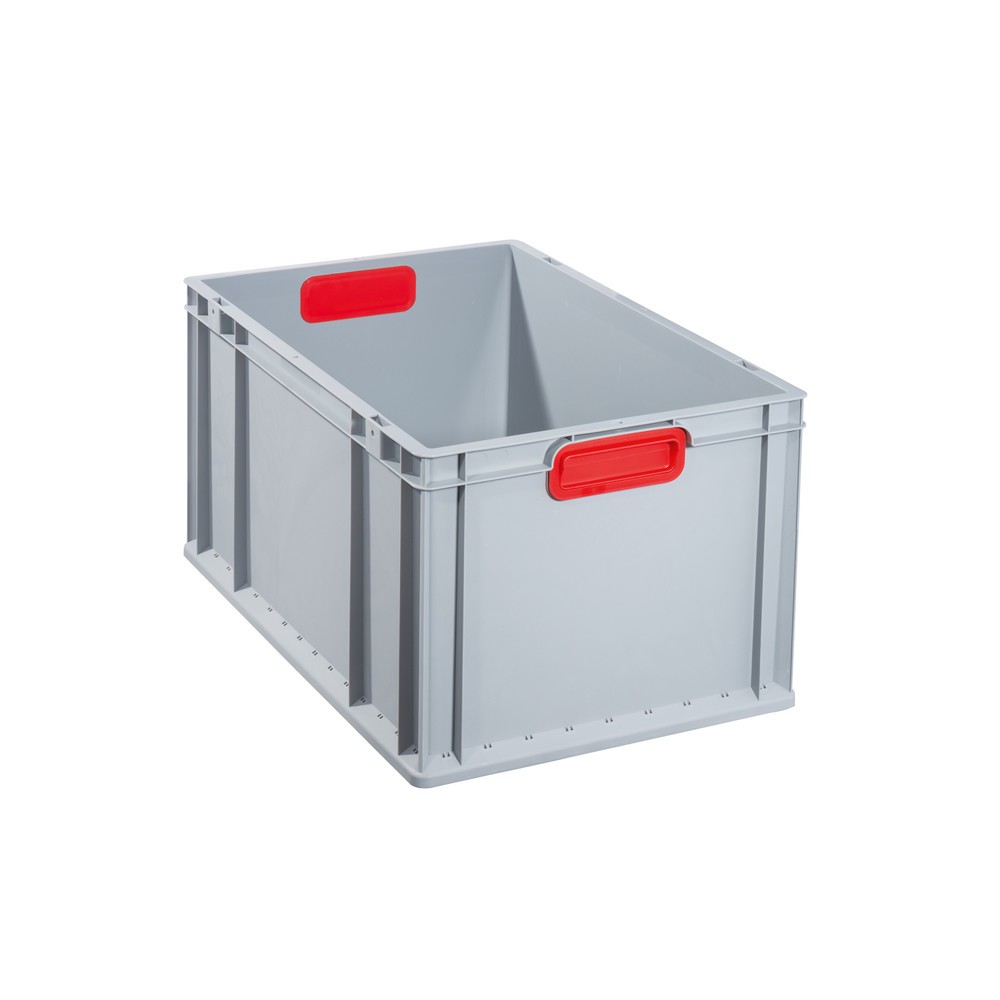 Product afbeelding: Euro-stapelbak, met rode verzonken grepen, 65 liter