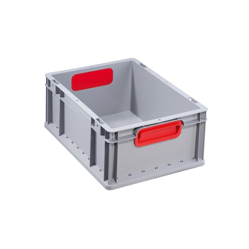 Product afbeelding: Euro-stapelbak, met rode verzonken grepen, 16 liter