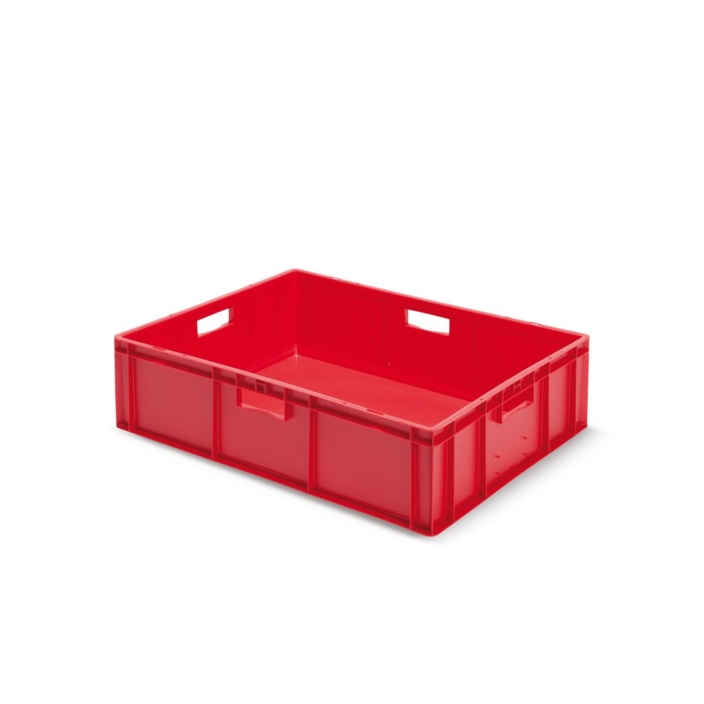 Product afbeelding: Euro-stapelbak, wanden + bodem gesloten, 82 liter, rood, handgrepen