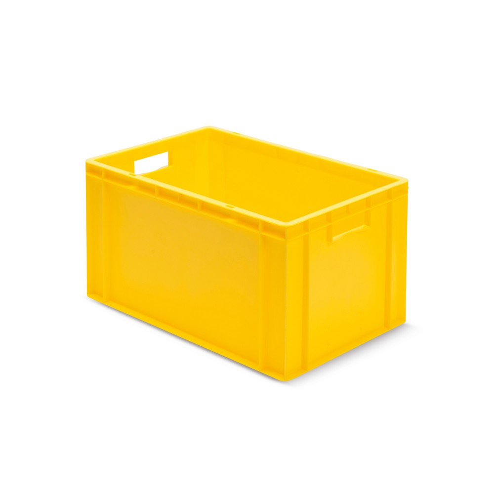 Product afbeelding: Euro-stapelbak, wanden + bodem gesloten, 61 liter, geel, handgrepen