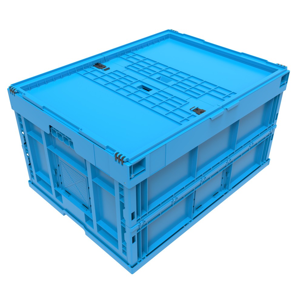 Productafbeelding nr. 5: Euronorm-vouwbak Premium, met scharnierdeksel, 165 liter, blauw