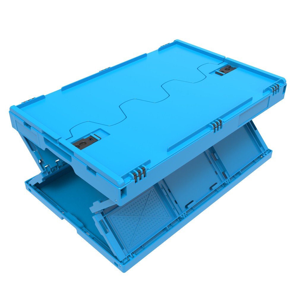 Productafbeelding nr. 2: Euronorm-vouwbak Premium, met scharnierdeksel, 60 liter, blauw