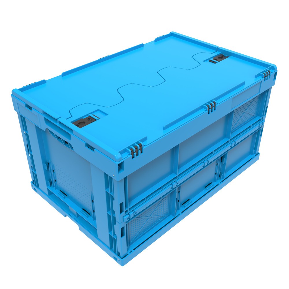 Productafbeelding nr. 3: Euronorm-vouwbak Premium, met scharnierdeksel, 60 liter, blauw