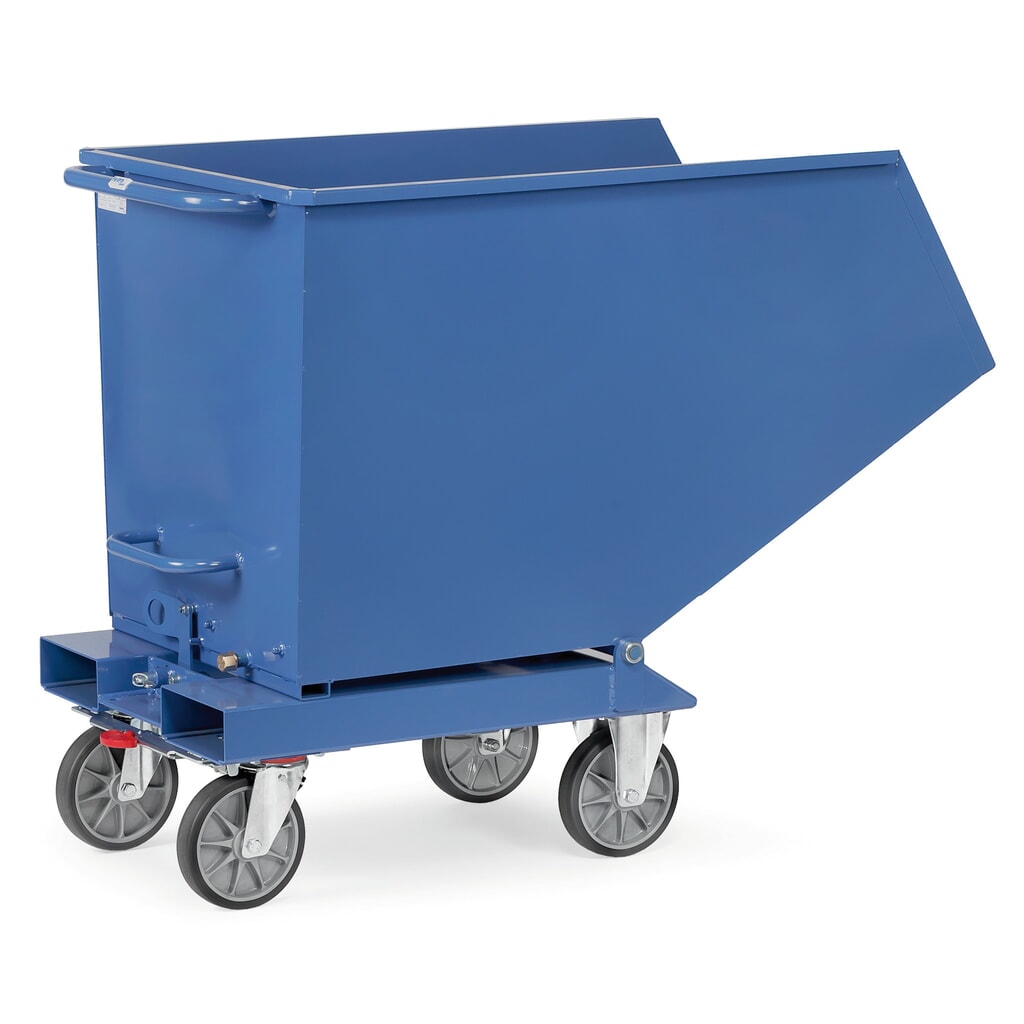 Kiepbak met wielen fetra®, inhoud 0,45 m³, blauw Product afbeelding: Kiepbak met wielen fetra®, inhoud 0,45 m³, blauw