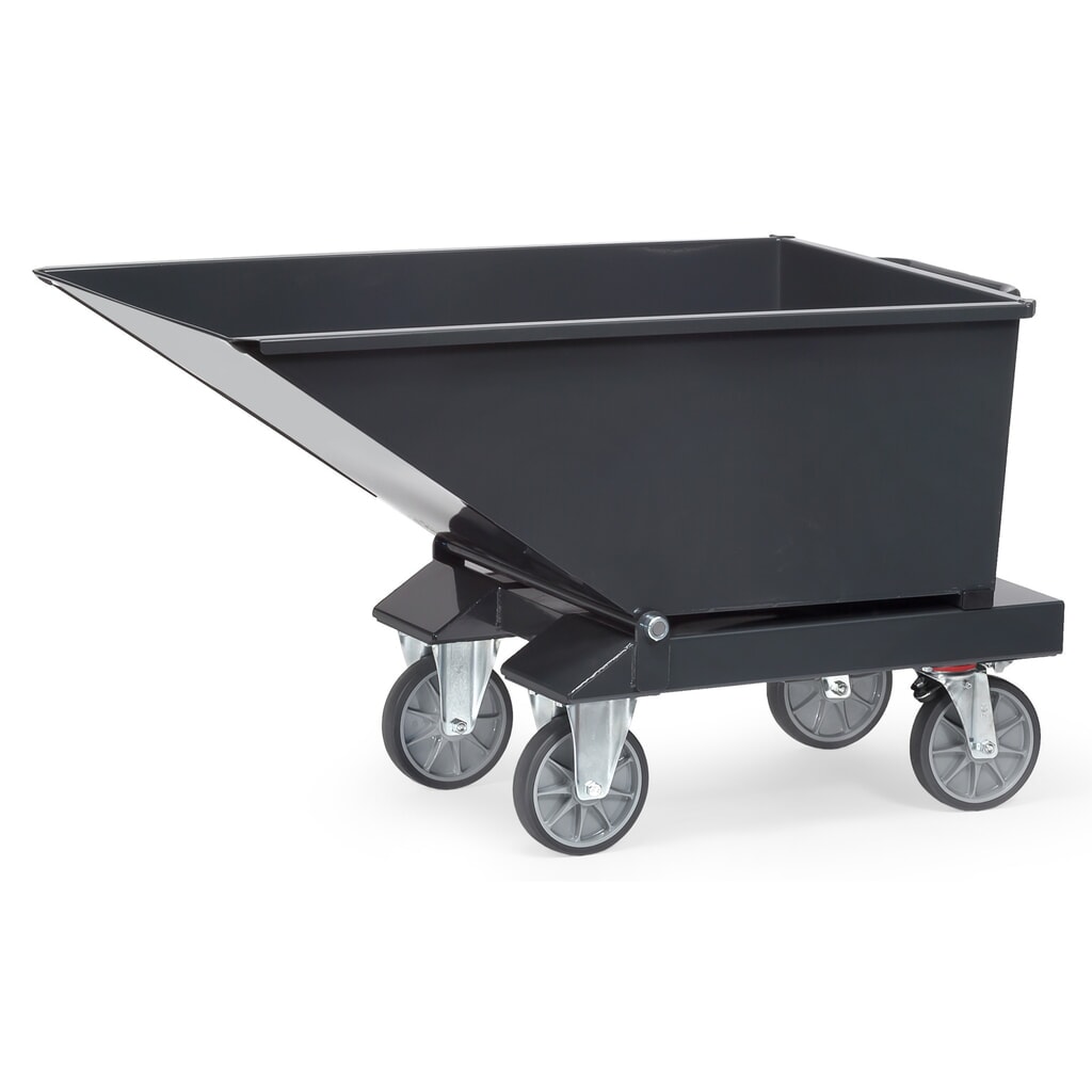 Kiepbak fetra® met wielen, 0,25 m³, antracietgrijs Product afbeelding: Kiepbak fetra® met wielen, 0,25 m³, antracietgrijs