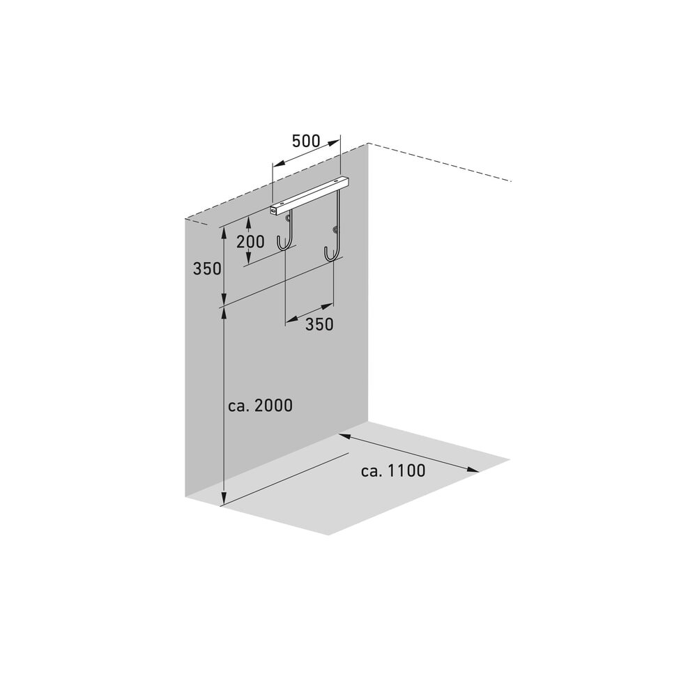 Productafbeelding nr. 7: Fietsophangrek, 2 plaatsen, wandmontage