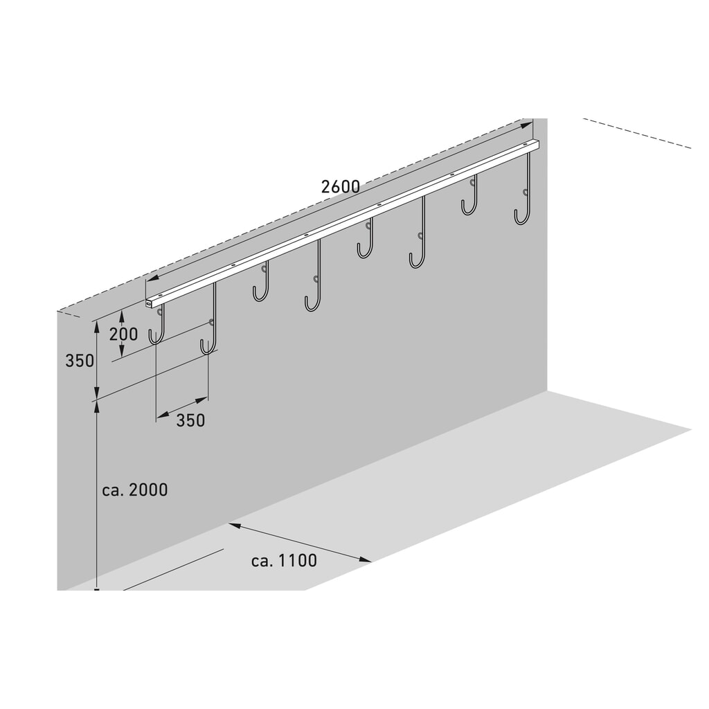 Fietsophangrek, 8 plaatsen, wandmontage Productafbeelding nr. 7: Fietsophangrek, 8 plaatsen, wandmontage