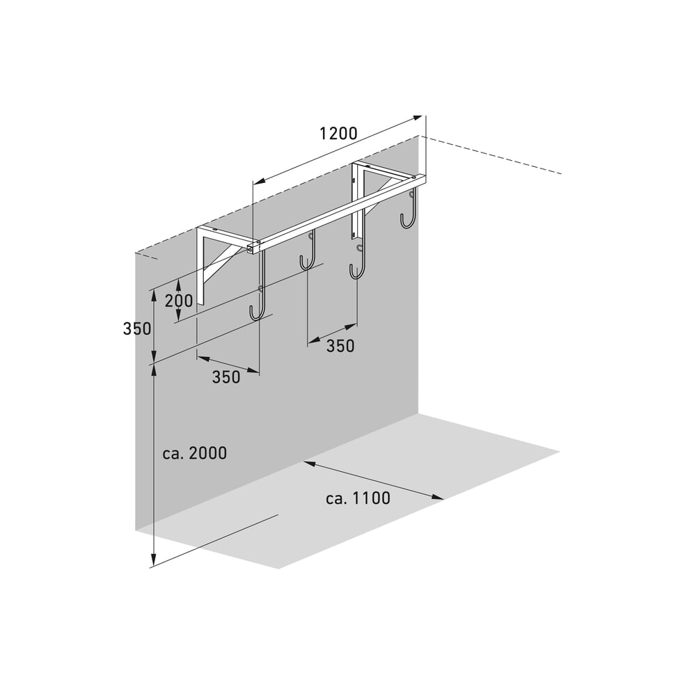 Productafbeelding nr. 7: Fietsophangrek, 4 plaatsen, plafondmontage