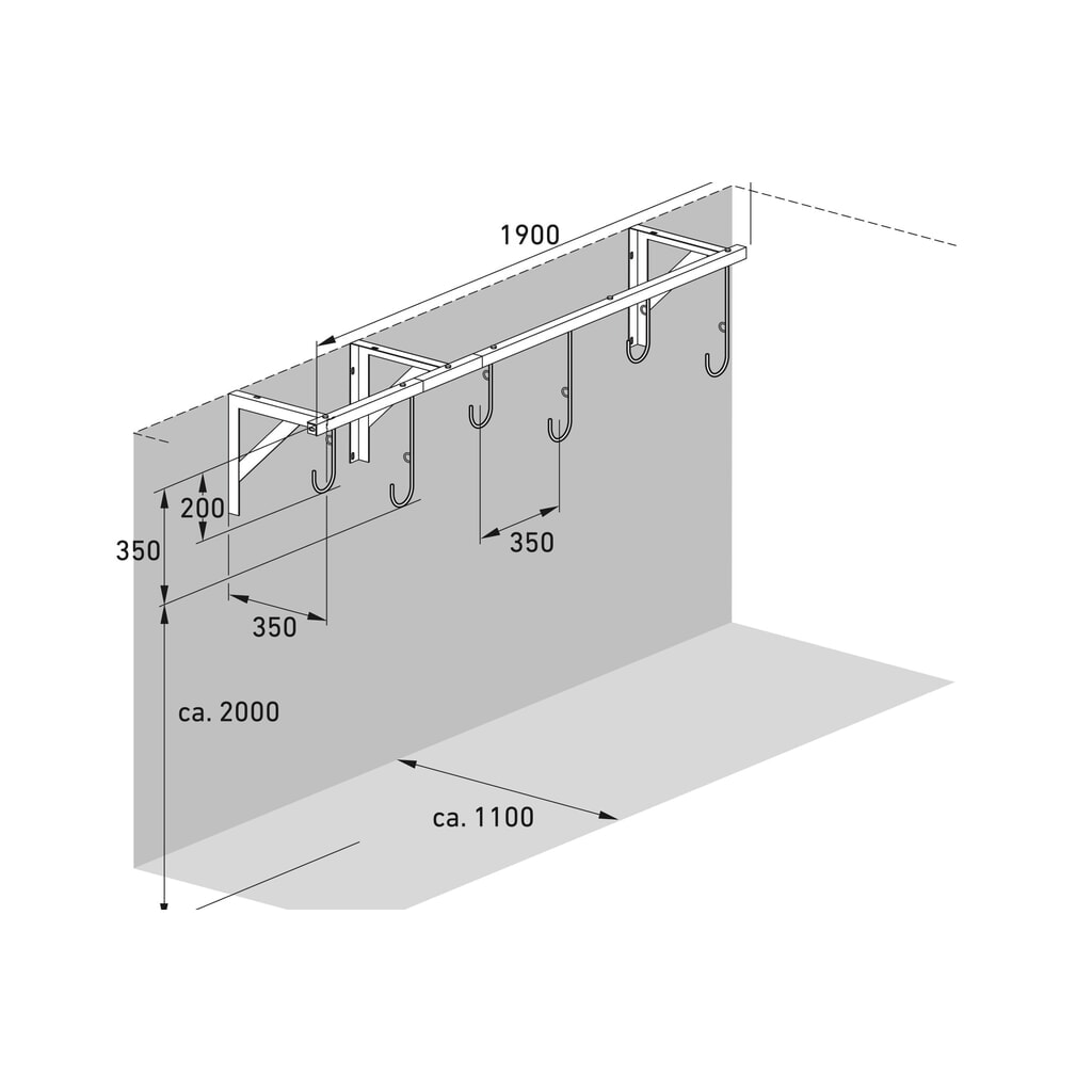 Fietsophangrek, 6 plaatsen, plafondmontage Productafbeelding nr. 7: Fietsophangrek, 6 plaatsen, plafondmontage
