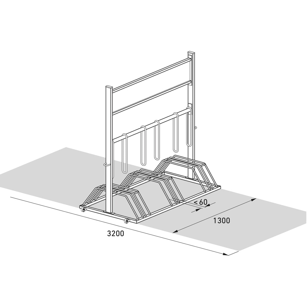 Productafbeelding nr. 2: Fietsenrek met reclamevlak, buizenstaal, 1315x1300x700 mm